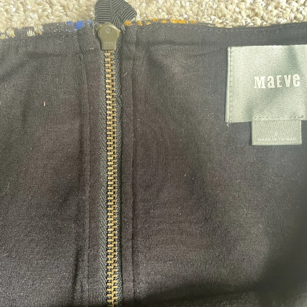 Anthropologie Maeve Blue Yellow Long Pencil Skirt, 6 Women's - Picture 4 of 9